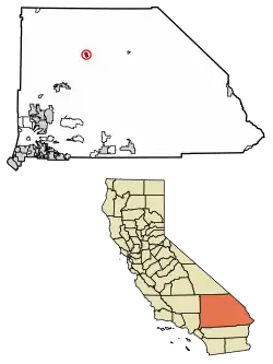 The location of Fort Irwin in San Bernardino County, California.