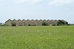 The ruins of the Sangamon Ordnance Plant, closed following World War II, lie west of Illiopolis.