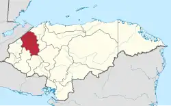 Location of Santa Bárbara in Honduras