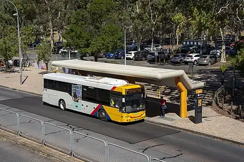 A bus stopped at interchange facility