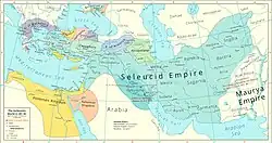 Seleucid territory in 281 BC, on the eve of the murder of Seleucus I Nicator
