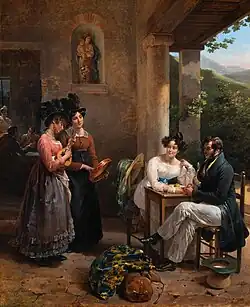 Self-Portrait of the Artist and Her Husband on Their Wedding Trip (1821) by Hortense Haudebourt-Lescot