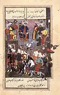 Severed heads of the rebels brought before Yusuf Paşa.[14]
