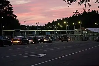 Central entry checkpoint to the closed city of Seversk, Tomsk Oblast, Russia.