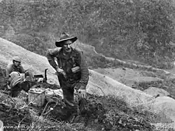 Two Australian soldiers on Shaggy Ridge on 21 January 1944