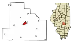 Location of Shelbyville in Shelby County, Illinois