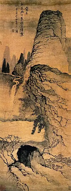 Shitao (1642–1707), Pine Pavilion Near a Spring, ink on Xuan paper, 1675, China. The collection of the Shanghai Museum.