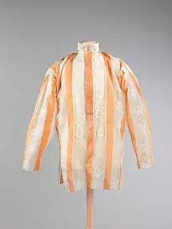 Striped barong tagalog made from piña in the Metropolitan Museum of Art (c. 1850)