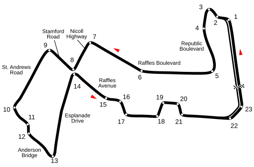 Revised circuit with the Singapore Sling chicane at turn 10 removed (2013–2014)