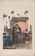 Grandmother and granddaughter receiving presents (1850)
