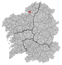 Location of the municipal area in Galicia.