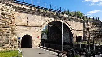 Skerne Bridge in 2021 showing added buttresses
