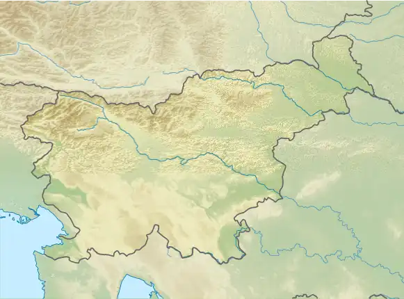 Map showing the location of Divje Babe