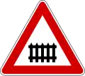 I-36 Level crossing with barriers ahead.