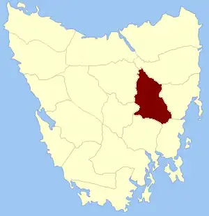 Location in Tasmania