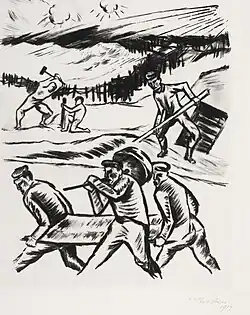 Pechstein, Soldiers Digging a Trench (Soldaten beim Schanzen), 1917, print on paper, Imperial War Museum