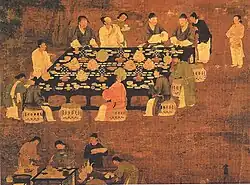 A Chinese painting of an outdoor banquet, from the era of the Song dynasty (960–1279)