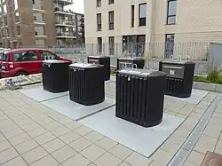 Undersground sorted waste containers at Irmavej, Denmark