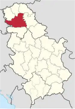 Location of district in Serbia
