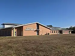 Daytime photo of the side of the SouthShore Regional Library building.