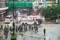 The Special Tactical Contingent used the water cannon vehicle for the first time during the march and headed towards Tai Ho Road.