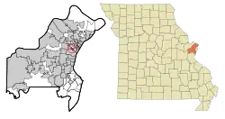 Location of Hanley Hills, Missouri