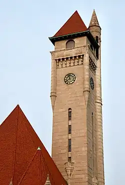 The building's clock tower, from the northeast