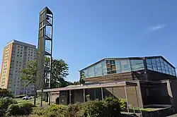 St Columba's Church and Raeburn Heights tower block