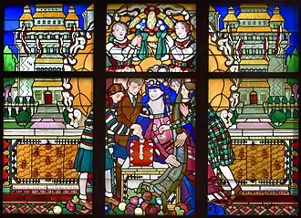 Stained glass window „ Allegory of Saving”, former KOMK Bank 15 Szpitalna Street, Kraków
