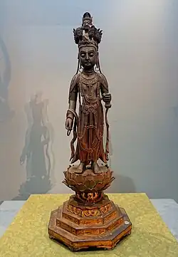 Tang dynasty (618-907) statue of Shiyimian Guanyin from Mount Tonomine in Sakurai, Nara, Japan. Held at the Tokyo National Museum in Tokyo, Japan.