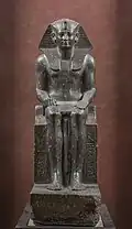 Statue of Senusret I that was recarved and reinscribed for Thutmose I. Museo Egizio, Turin (C 1374).