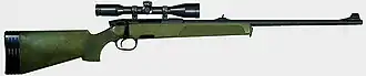 Steyr SSG 69 PI (1969) with classic shaped polymer stock with removable spacers to adjust the length of pull.