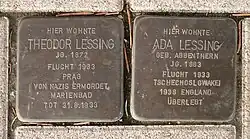 Stolperstein for Theodor and Ada Lessing in front of their Hanover house
