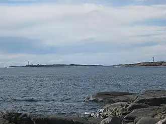 View of the two lighthouses on neighboring islands
