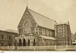 Stow Memorial Church (now Pilgrim Church), Flinders Street, Adelaide, about 1870, SLSA B 1941