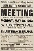 1903 Suffrage poster for meeting in Lillie Road
