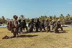 U.S. Marine Corps, Singapore Armed Forces (SAF), Indonesian Marine Corps and Japan Ground Self-Defense Force (JGSDF) soldiers during a multi-lateral amphibious assault for Super Garuda Shield 2023.