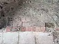 Surviving floor tiles from elsewhere in the church, relaid on the floor of the Chapel of the Blessed Virgin Mary.