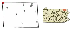 Location of Little Meadows in Susquehanna County, Pennsylvania.