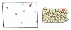 Location of Oakland in Susquehanna County, Pennsylvania.