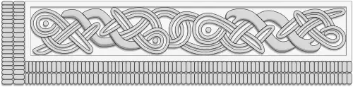 Grayscale drawing of design 5 on the Sutton Hoo helmet