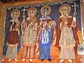 A 15th century fresco depicting Saint Kyriaki (Nedela) on the right in Pobožje, North Macedonia