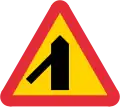 (thick is priority road) Road intersection where drivers of vehicles on connecting road have a duty to give way 45-degree connection from the left
