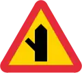 (thick is priority road) Road intersection where drivers of vehicles on connecting road have a duty to give way 135-degree connection from the left