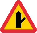 (thick is priority road) Road intersection where drivers of vehicles on connecting road have a duty to give way 135-degree connection from the right