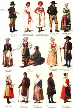Image 19Traditional Swedish folk costumes according to Nordisk Familjebok (from Culture of Sweden)