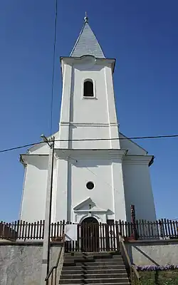 A tall white church