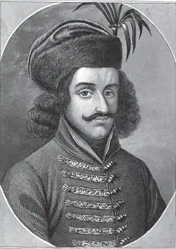 Steel engraving portrait of Mihály Szilágyi from the book "The Age of the Hunyadi" by Count József Teleki. Volume III. (Emich Gusztáv Publishing House, Pest, 1880)