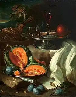 Still life with a musk melon