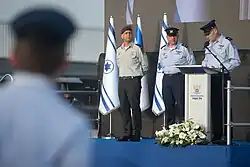 Aluf Tomer Bar (right) takes command of the IAF at Tel Nof in April 2022, replacing Amikam Norkin (middle)